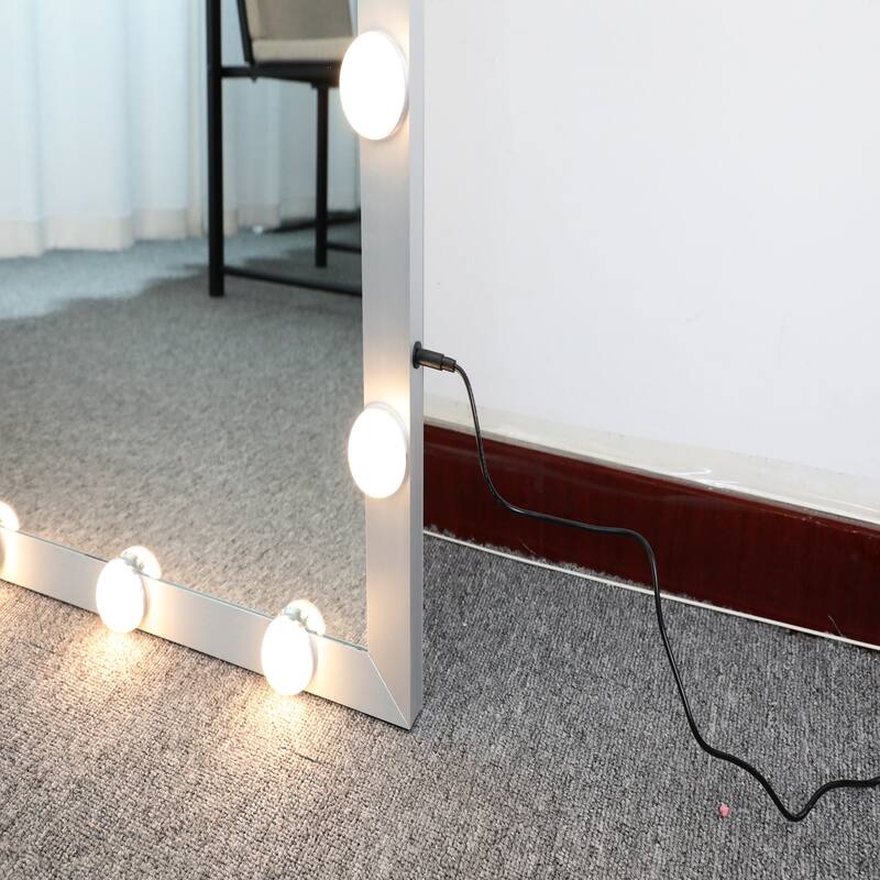 63 Inch Rectangular Framed Dimmable Wall Mounted LED Full Length Mirror
