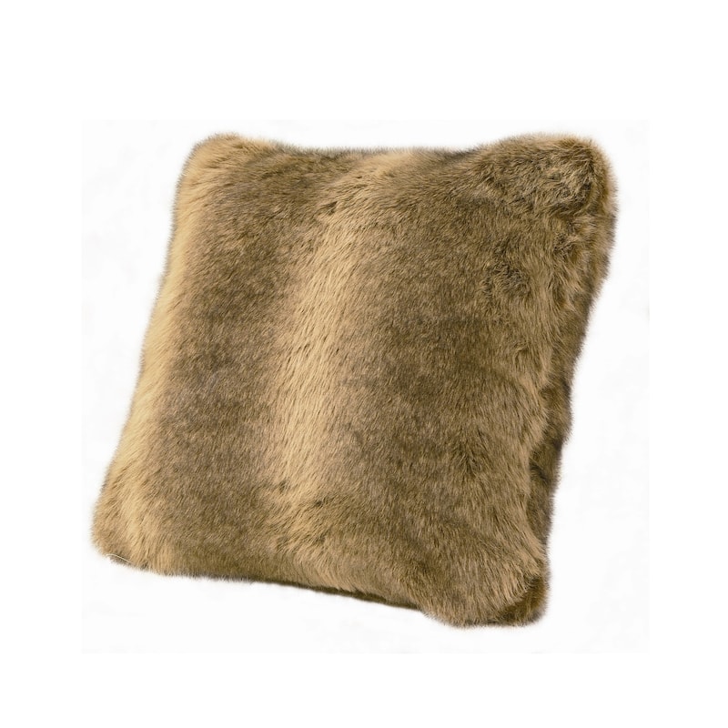 HiEnd Accents Faux Wolf Fur Throw Pillow, 18"X18"