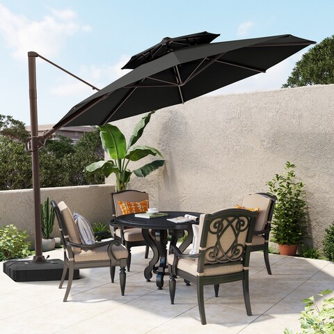 Pellebant 11.5 ft Cantilever Offset Umbrella Round Canopy with Swing & Tilt Angles