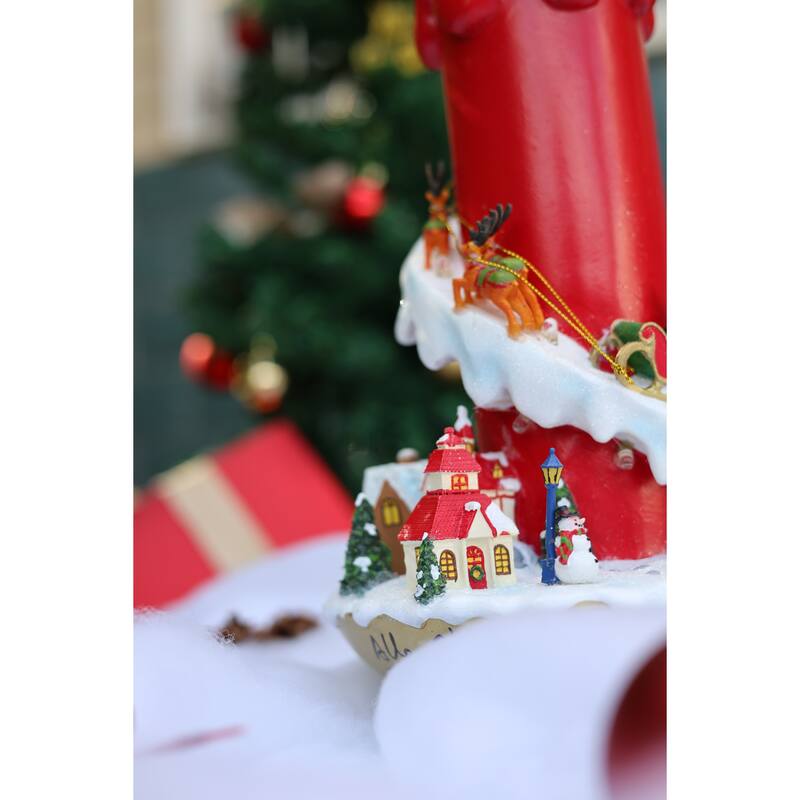 LED Lighted Candle with Village Christmas Decoration - 13.25"
