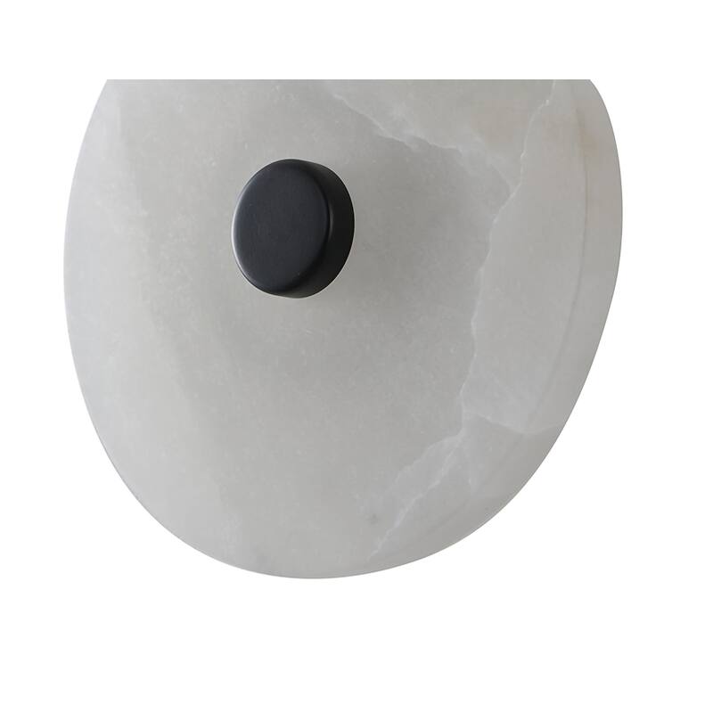 1-Light Satin Black Metal LED Wall Sconce With A Alabaster Shade