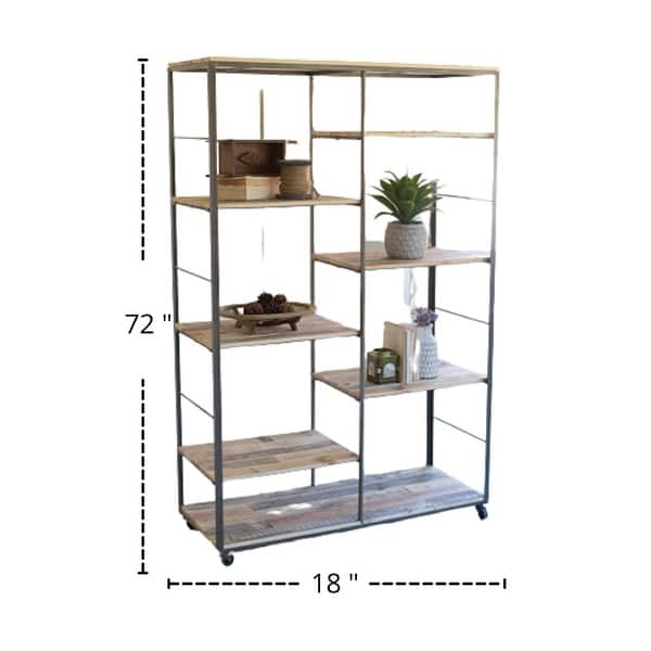Recycled Wood and Metal Adjustable Shelving Unit - 72-inch Tall - Bed ...