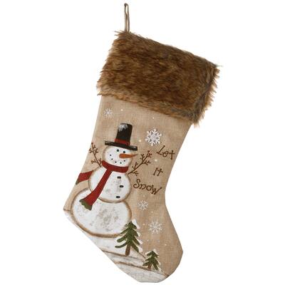 21" Alpine Collection Black Hat Snowman Stocking - 21 in