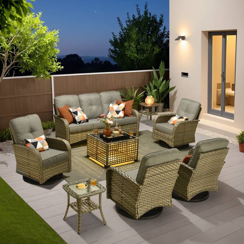 OVIOS 8-piece Patio Wicker Conversation Furniture Set