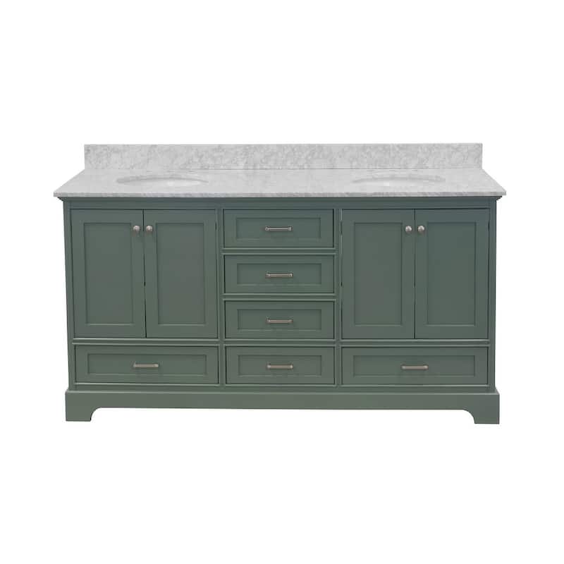 KitchenBathCollection Harper 72" Double Bathroom Vanity with Carrara Marble Top