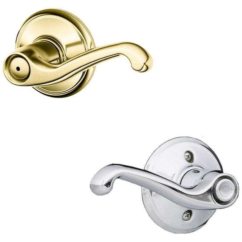 Schlage Flair Right Handed Privacy Door Lever Set - Split Finish Only - Polished Brass x Polished Chrome