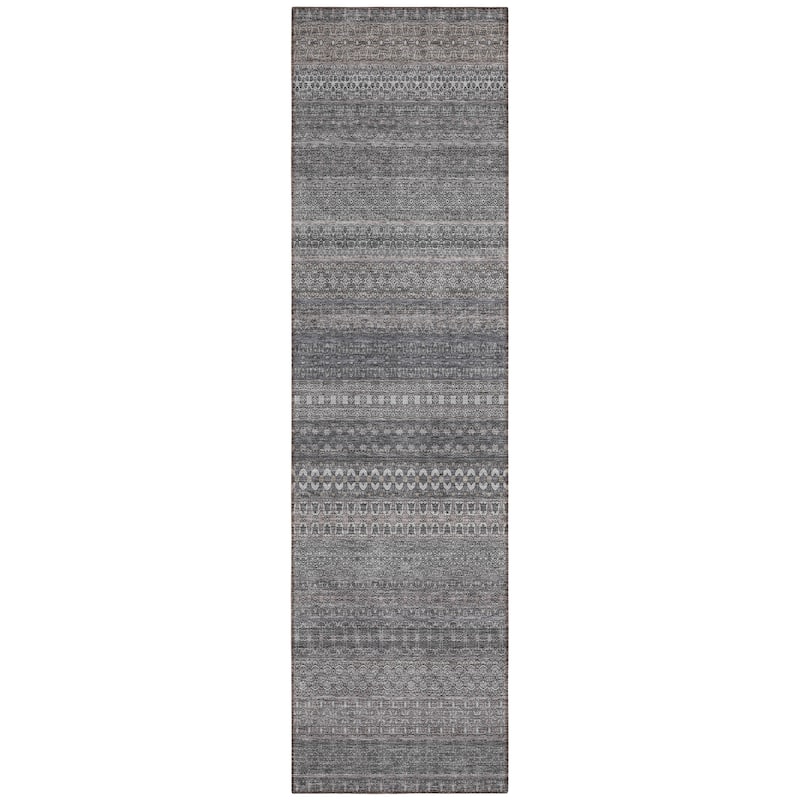 Machine Washable Indoor/ Outdoor Moroccan Stripes Chantille Rug