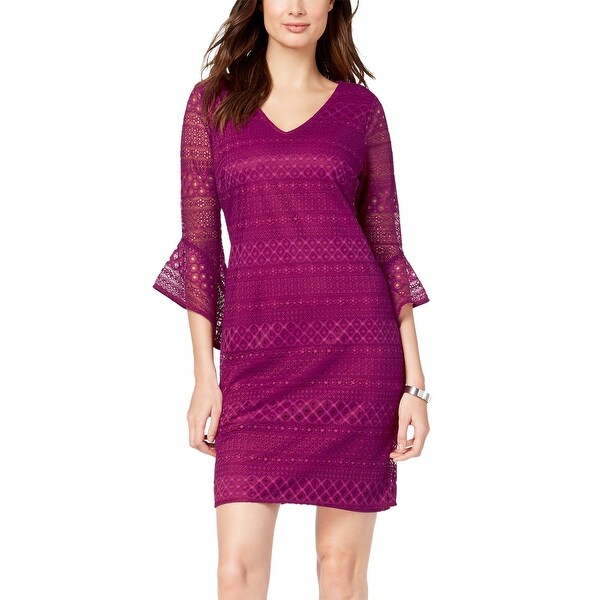 purple lace shift dress