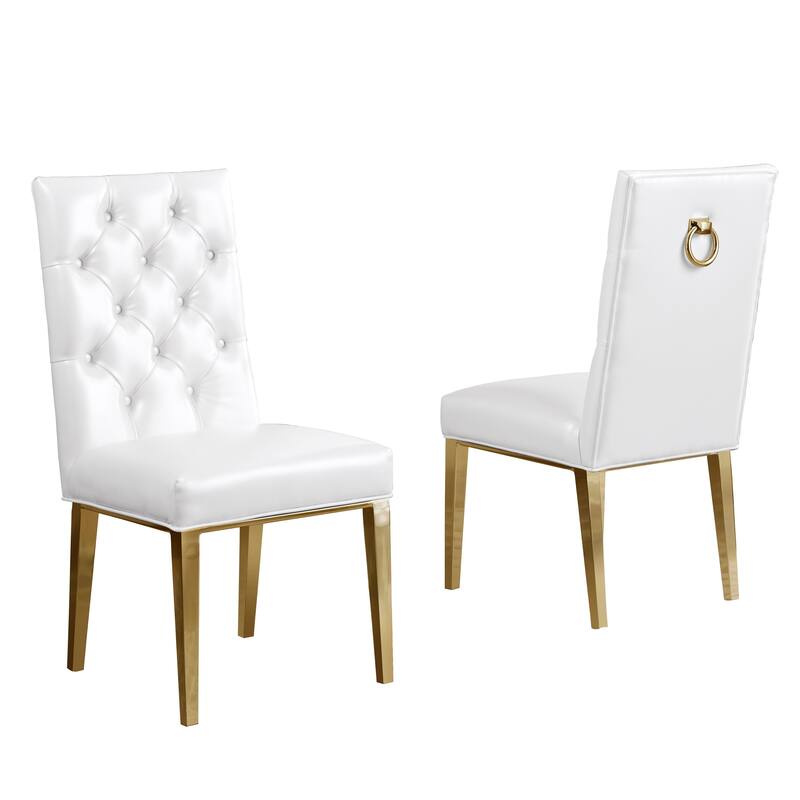 Best Quality Furniture Button Tufted Back Side Chairs with Gold Stainless Steel Legs