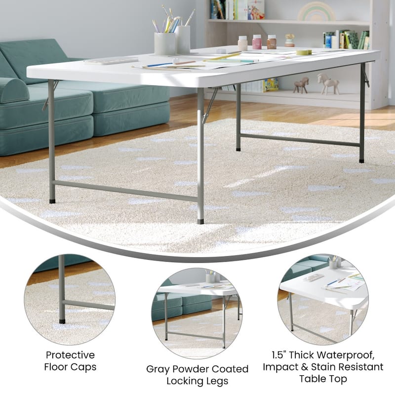 4.93-Foot Kid's Plastic Folding Activity Table - Play Table - 59.25"D x 29"W x 19"H
