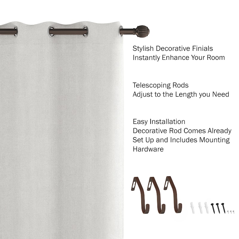 Adjustable Window Curtain Rod and Cap Shaped Finial
