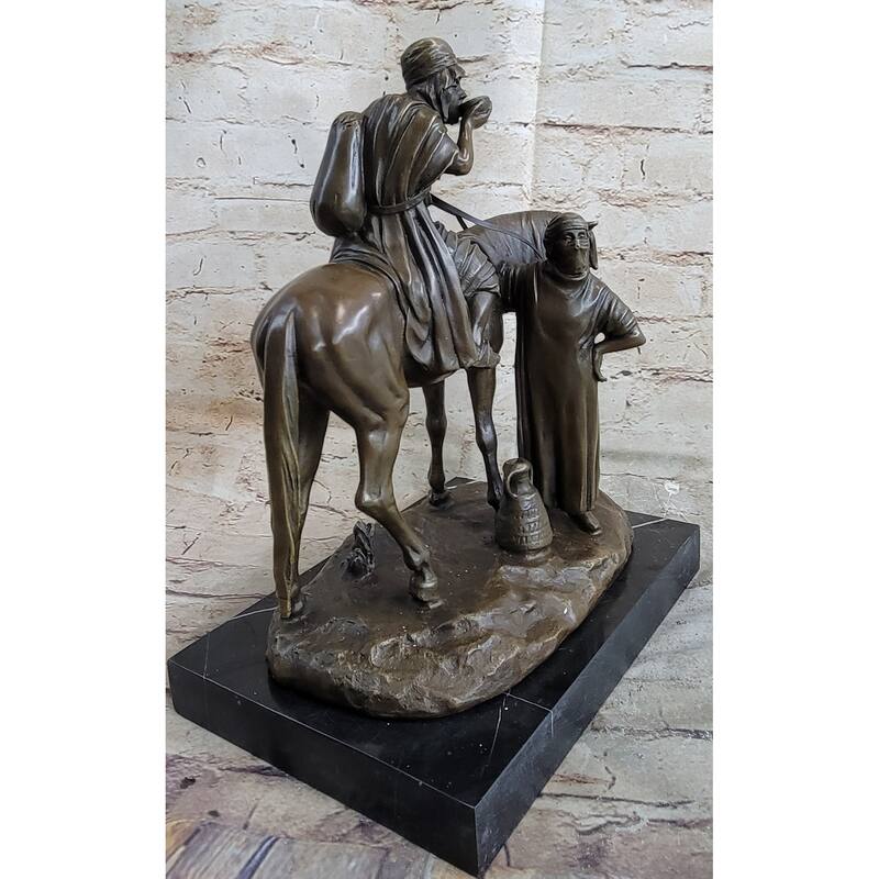 Arabian Man On Imitative Horseback Bronze Sculpture Statue Arab Imitative Horse Rider By Dubucand