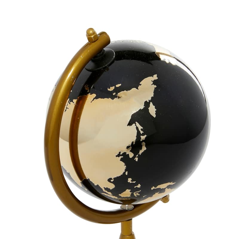 Ceramic Globe with Marble Base - Gold - Roche River Decor - 5"W x 5"L x 11"H