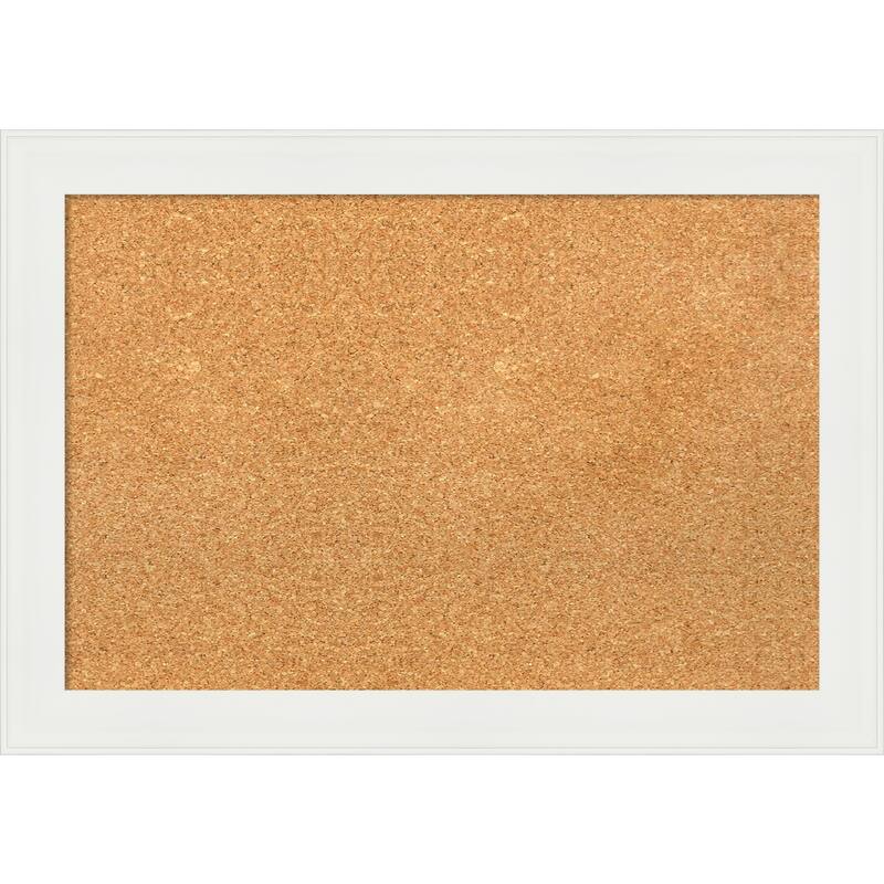 Vanity White Narrow Framed Cork Bulletin Memo Board - 27-Inch x 19-Inch
