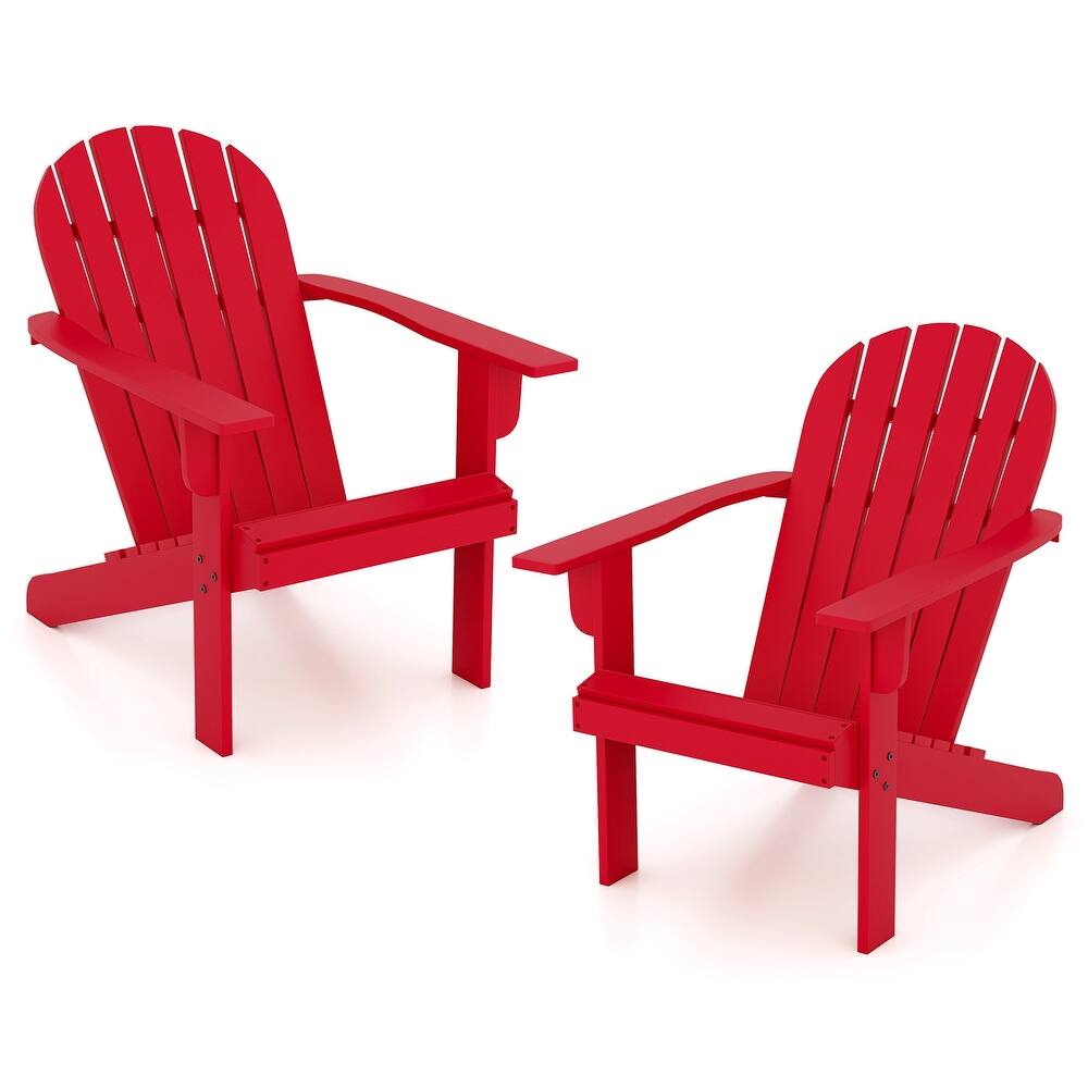 Gymax 2PCS Patio Adirondack Chair w/ Inclined Seat High Backrest &