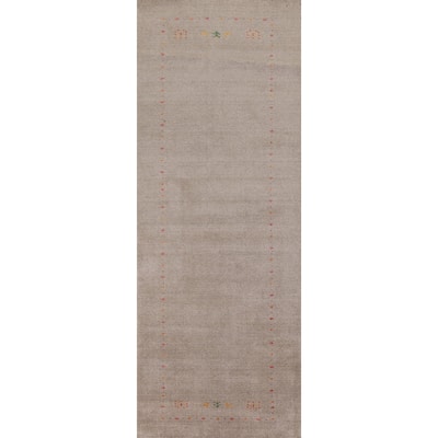 Tribal Gabbeh Beige Runner Rug Handmade Wool Carpet - 2'10"x 9'8"
