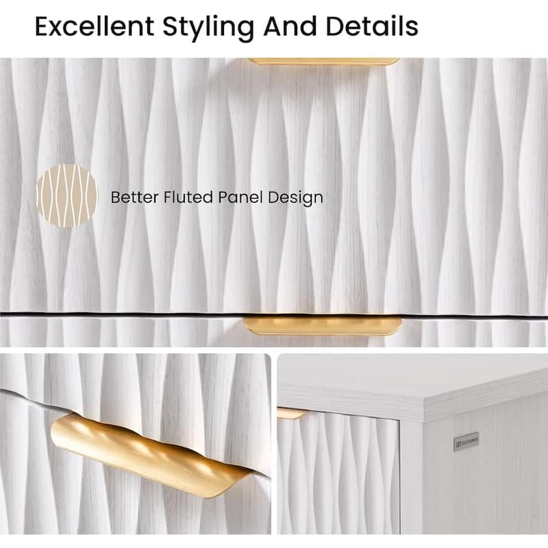 Fluted Bedroom Dresser Drawers TV Stand Drawer Organizer