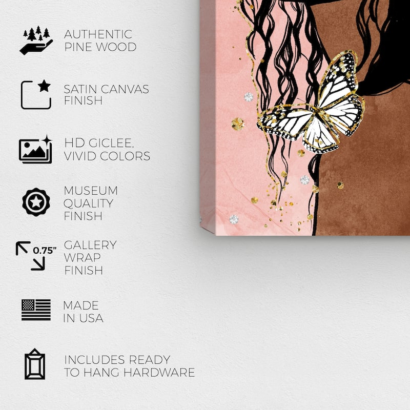 Wynwood Studio Canvas Fashion and Glam Butterfly Glam Brown and Light Brown Glam Wall Art Canvas Print