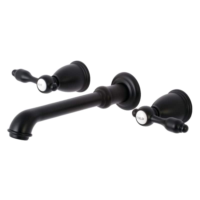 Tudor Two-Handle 3-Hole Wall Mount Bathroom Faucet - Matte Black