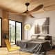 60" Walnut 3-Blades Wood Ceiling Fan with Remote Control - N/A - Walnut