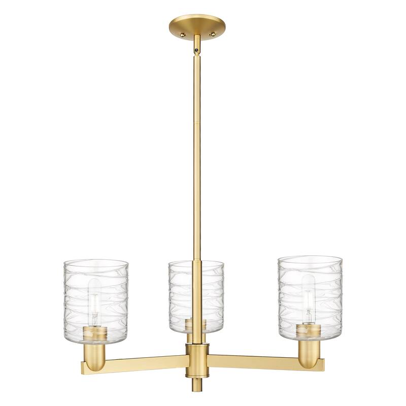 Innovations Lighting Endless Possibilities Arcadia - Cobbleskill - 3 Light 27" Stem Hung Chandelier - Deco Swirl/Satin Gold