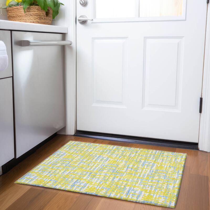 Premium Washable Super Soft Abstract Weave Mayfield Rug - Yellow - 1'8" x 2'6"