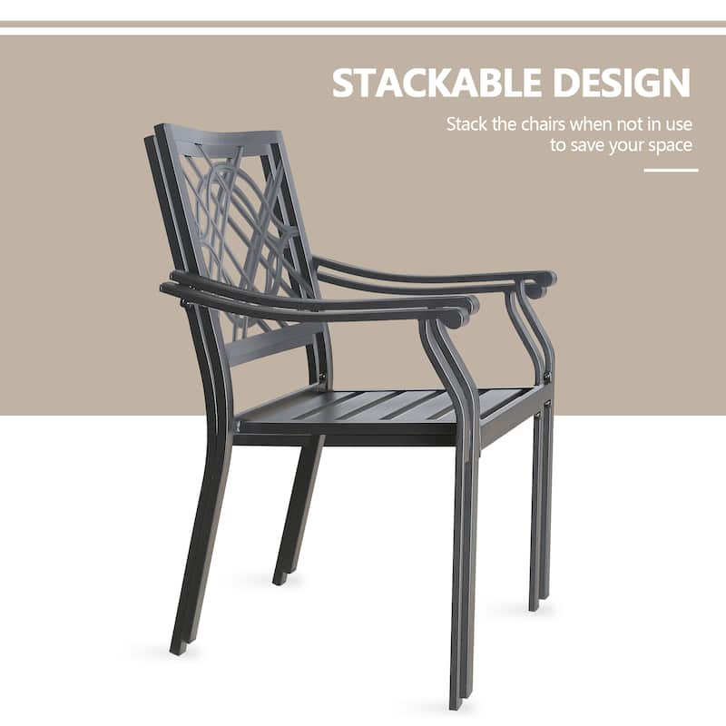 Patio Dining Chairs Outdoor Chair Set with Steel Frame and Armrest