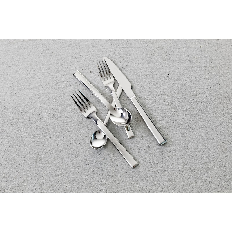 Fortessa Still 18/10 Stainless Steel, 5PC Flatware Set (Service for 1), Silver - 5 Piece Set