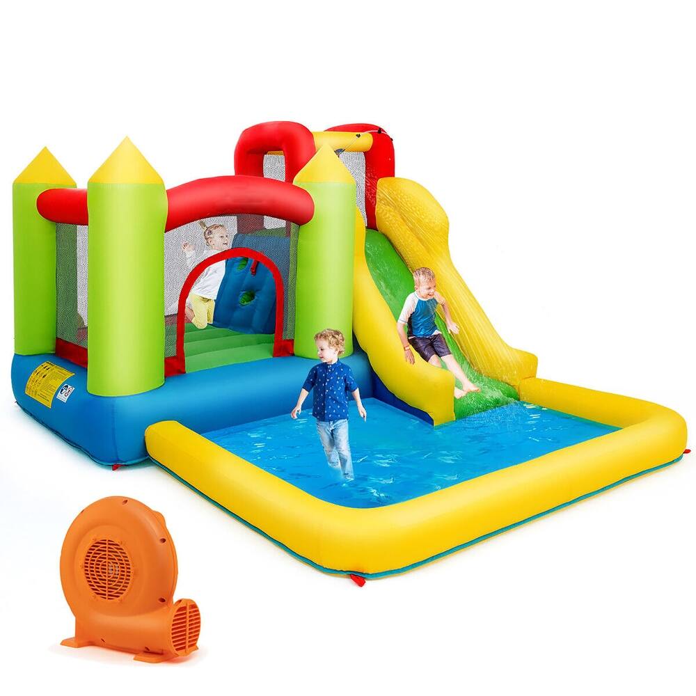 Gymax Inflatable Bounce House Water Slide Bouncer Pool w/ Climbing