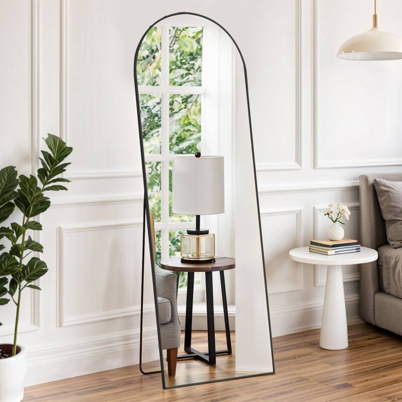 Mirror Full Length Body Wall Mirrors with Shatter-Proof Glass, Floor Standing for Bedroom Cloakroom - Black - 64"*21"