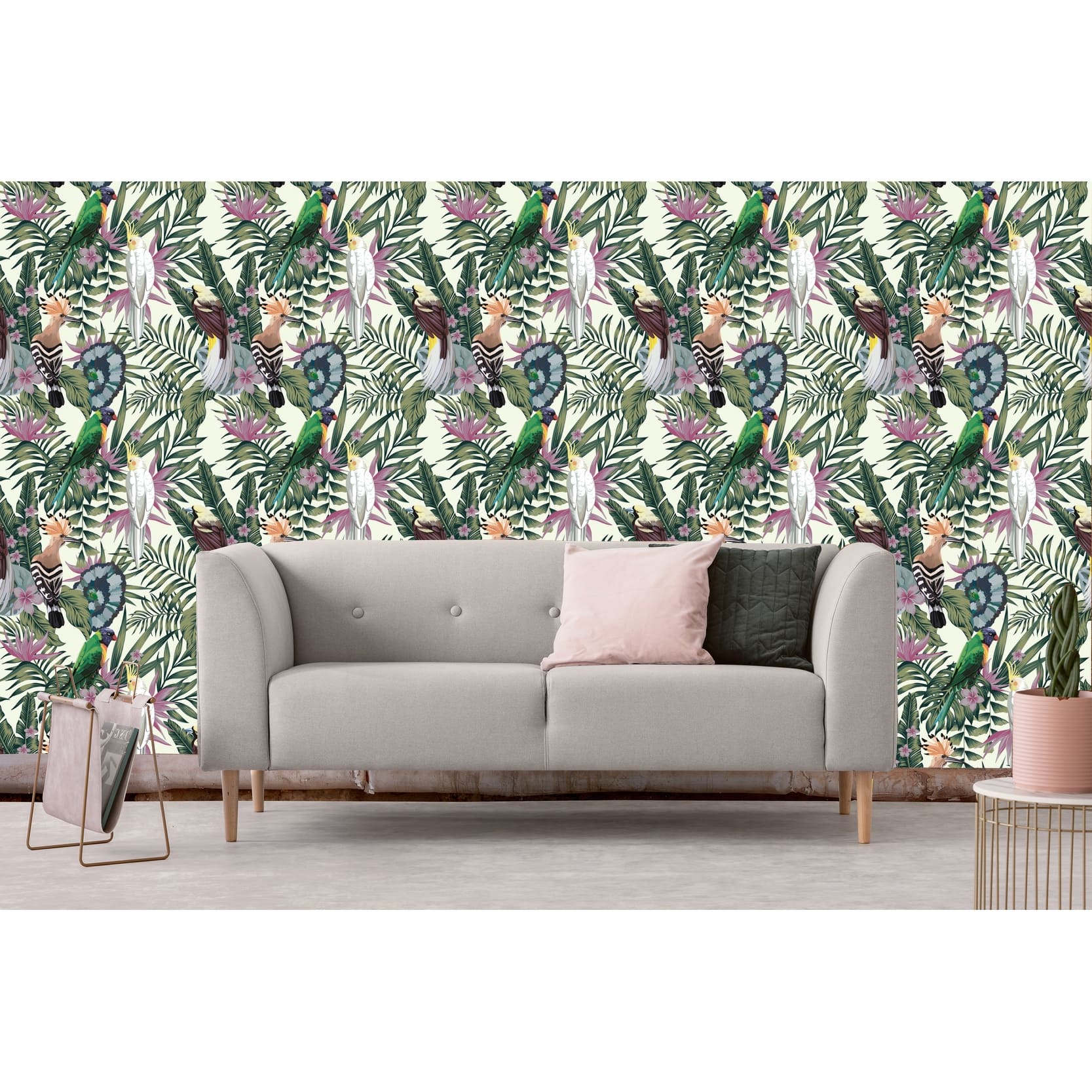 Bombai Tropical Flower Removable Wallpaper - 10'ft H x 24''inch W - Bed ...