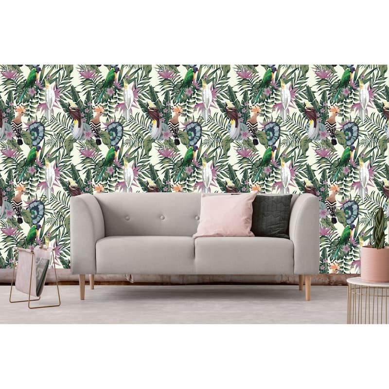 Exotic Birds Removable Wallpaper - 10'ft H x 24''inch W