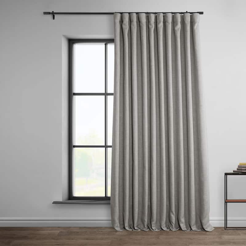 Exclusive Fabrics Faux Linen Extra Wide Room Darkening Curtains Panel - Versatile Privacy Drapery for Wide Windows (1 Panel) - 100 X 84 - Clay