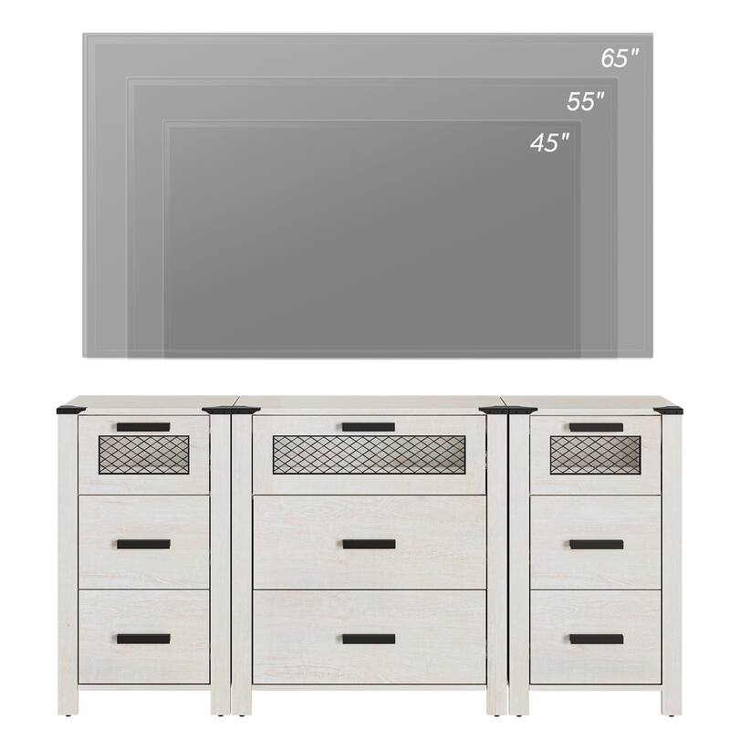 WAMPAT TV Stand with 9 Drawers, Dresser Cabinet with Storage Organizer Units ,Chest Tower with Mesh Door - 1 Pack