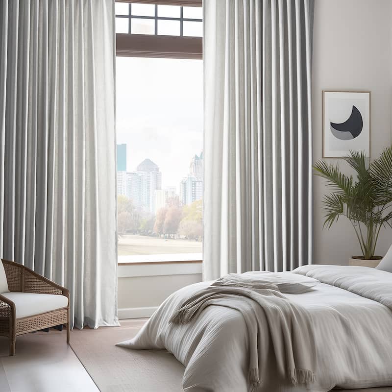 Exclusive Fabrics Basic Faux Linen Curtain Pair - 2 Panels - Light Filtering Window Curtains