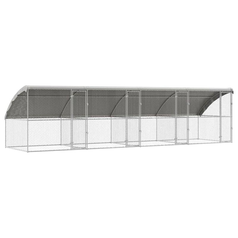 vidaXL Dog Kennel 2 pcs Silver Steel