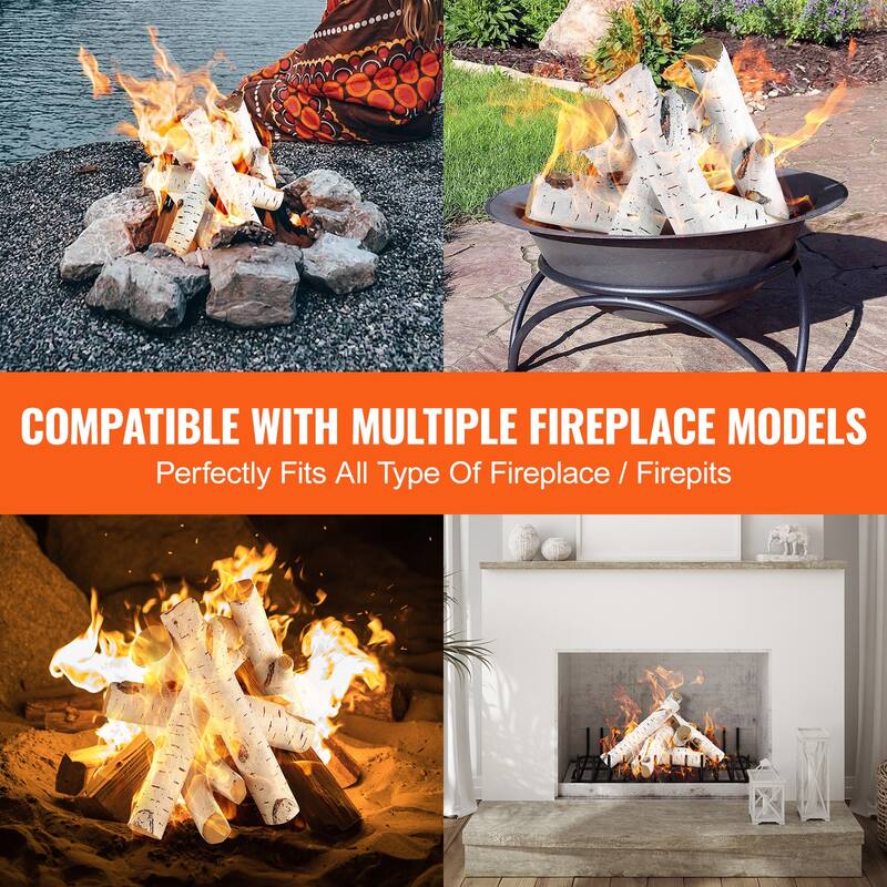 Logs, Gas Fireplace Ceramic Logs for Fire place, Heat-Resistant Wood Log Gas Realistic Logs, Stackable Wood Branches