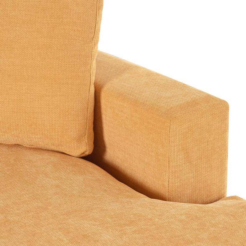 Yellow Modern 53.5" Chaise Lounge Chair with Solid Wood Legs and Pillows for Living Room
