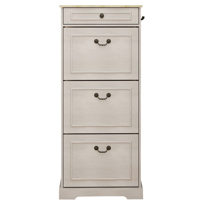 48.22 in. H x 20.86 in. W Antique White Shoe Cabinet with 1 Drawer and 3 Flip Drawers