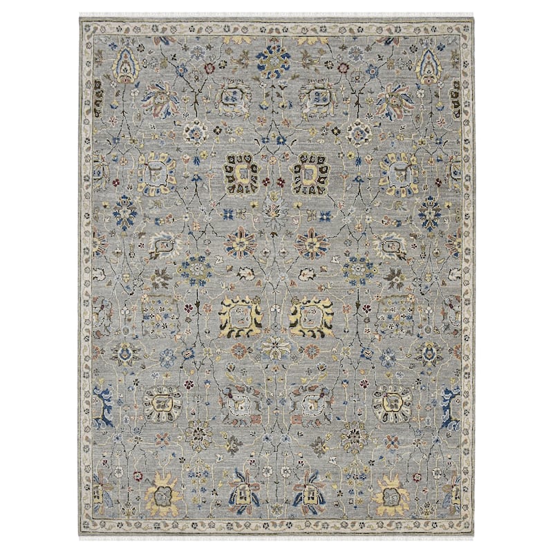 Bristol Fareford Classic Floral Hand-Knotted Area Rug - 2' x 3' - Silver/Gray