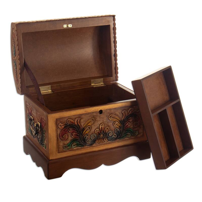 Novica Handmade Colonial Secret Mohena Wood And Leather Jewelry Box