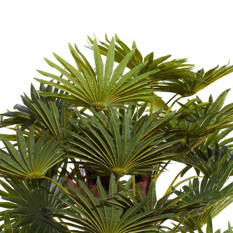 Faux Foliage Majesty Palm Artificial Plant with Realistic Leaves and White Fiberglass Pot - Green - Roche River Decor