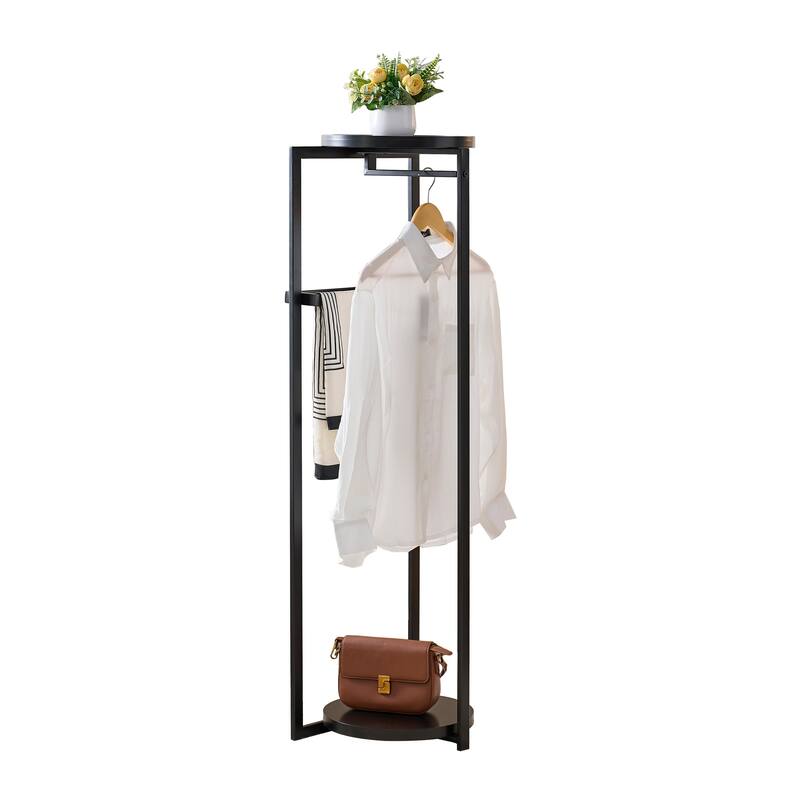 David Modern Metal and Wood Valet Stand with Storage Tray