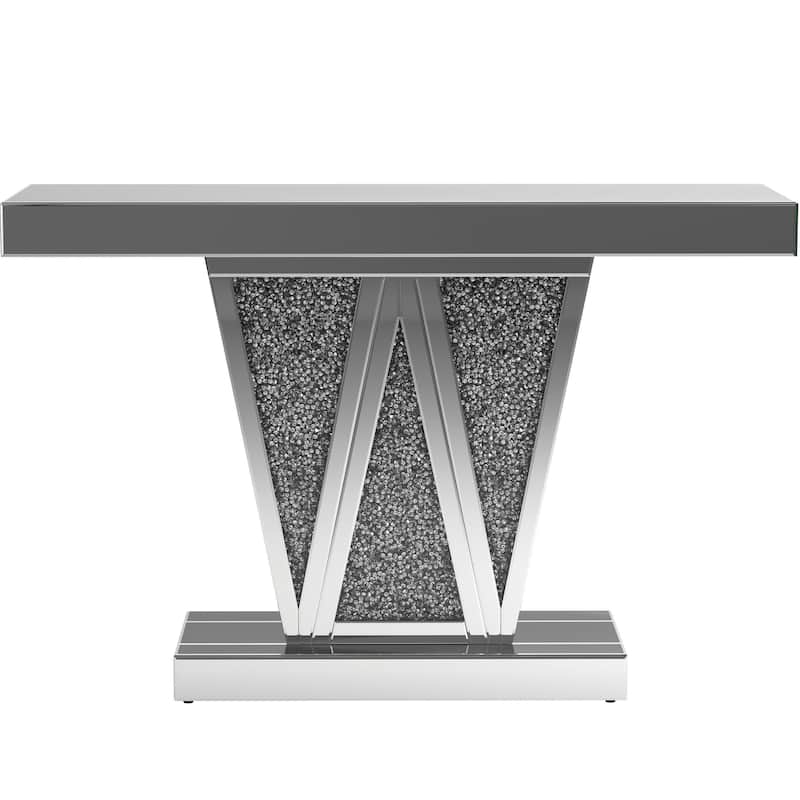 Glamorous Contemporary W Design Mirrored Accent Console Table