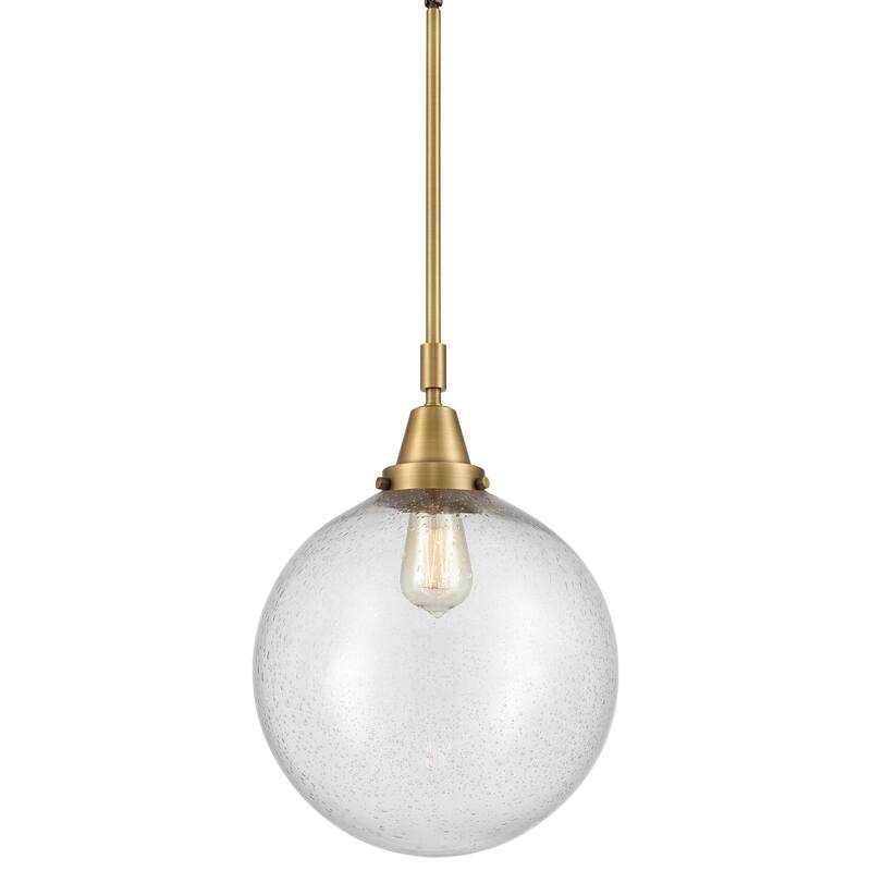 Innovations Lighting 447-1S-16-12 Beacon Pendant Beacon 12" Wide - Brushed Brass / Seedy