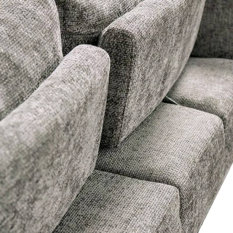 Batty 2pc Sofa and Loveseat Set, Modern Gray Chenille, Adjustable Back