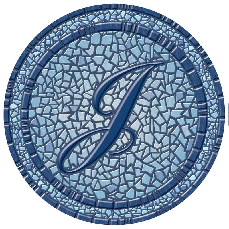 Custom Monogram Decorative Poolmat #2 - Mosaic Pool Art - 29" in Diameter - Letter "J"