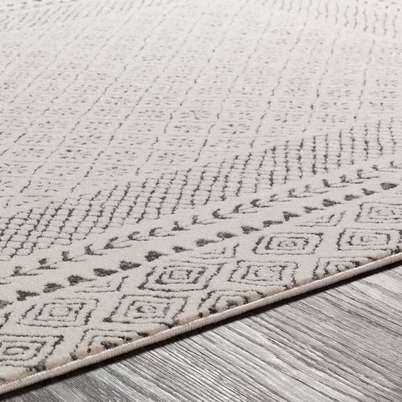 Livabliss Tiffany Grey Bohemian Border Area Rug
