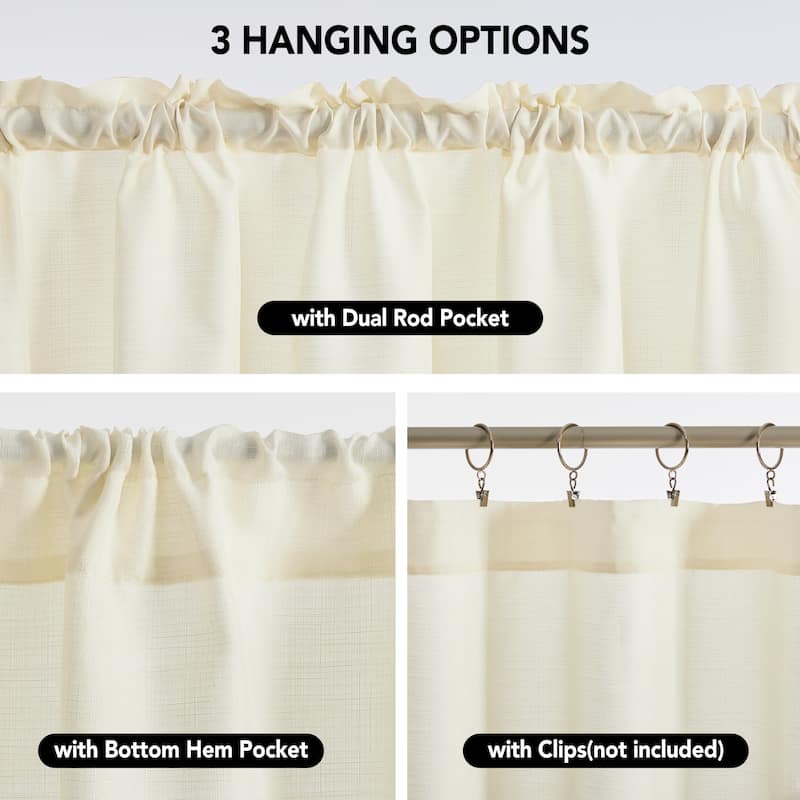 Sheer Cafe Sheer Curtains 2 Panel Set for Kitchen