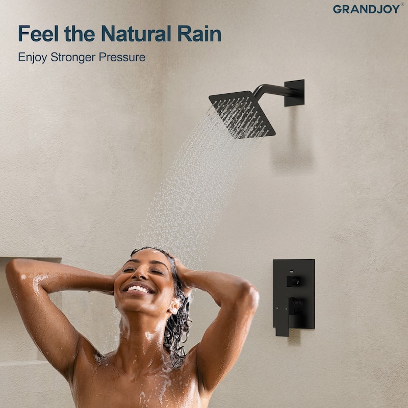GRANDJOY 2-Function Tub and Shower Faucet Set with Single Handle Valve, Wall-Mount Design